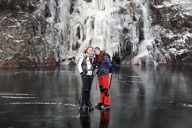 Beginner friendly Nordic Ice Skating On lakes in Stockholm - Nordic Gear Included: Skates, Poles, Protection, and the Safety Pack