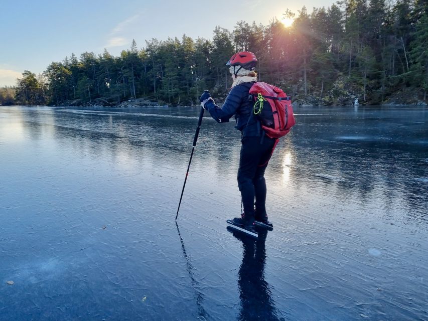 Stockholm: Family Friendly Private Ice Skating Tour & Lunch - Kicksled on ice: a fun option when you want less challenge